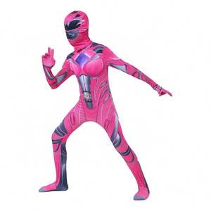 Costume de Power Ranger de fête d'Halloween de personnage de dessin animé comique chaud avec masque facial pour enfants filles - Product Image 5