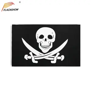 ขายส่ง100% โพลีเอสเตอร์3x5ft หุ้นสีดำโจรสลัด Crossbones โจรสลัดแจ็ค Rackham Jolly Roger Flag