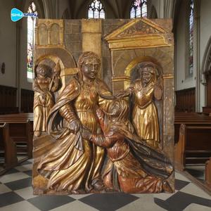 Escultura de Relieve de Pared de Bronce Antiguo Religioso con Ángeles, <span class=keywords><strong>Santos</strong></span> y Leones, Arte de Bajorrelieve Arquitectónico <span class=keywords><strong>para</strong></span> Iglesia - Product Image 2