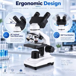 Microscopio Biologico Binoculare 40X-640X, per Fisica delle Scuole Medie, Osservazione di Batteri, Cellule, Funghi, Acque Reflue, Laboratorio Domestico e Didattica - Product Image 2