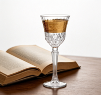 Verres à vin à pied gravés avec bordure dorée vintage, en cristal taillé diamant, vaisselle de luxe pour vin rouge, champagne et dîner
