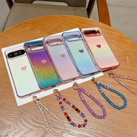 Coque de téléphone antichoc en TPU avec bracelet en cristal électroplaqué et motif cœur pour Google Pixel 9 Pro – Meilleure vente