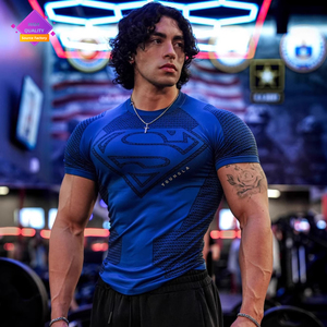 Abbigliamento Sportivo da Uomo con Collo Rotondo, Traspirante, ad Asciugatura Rapida, Aderente, per Basket, con Logo Personalizzato, per Fitness e Corsa - Product Image 1