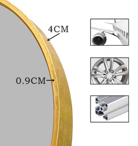 Miroirs muraux décoratifs de salle de bain modernes, grand miroir de sol en métal rond avec cadre doré, style luxueux - Product Image 4