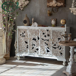 Vintage Carved <b>Storage</b> Cabinet 156cm Solid Wood <b>Sideboard</b> Handmade Living Room Decorative Cabinet - Product Image 2