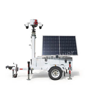 Remorque de vidéosurveillance solaire mobile Tour de construction solaire à mât de 7m Tour de vidéosurveillance solaire mobile à émissions nulles - Product Image 2