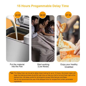 Machine à pain électrique automatique de 800 watts, moteur en cuivre à couple élevé, capacité de 801 à 1000 g, machine à pain domestique automatique - Product Image 4