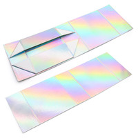 Boîte cadeau pliante de luxe rigide en carton argenté haut de gamme, personnalisable avec impression UV/estampage à chaud, taille et logo sur mesure