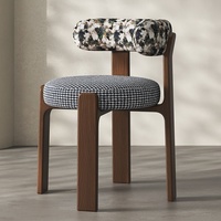 Chaise de salle à manger en bois massif, style rétro français moderne du milieu du siècle, avec tissu rembourré et coussin moelleux, mobilier de maison