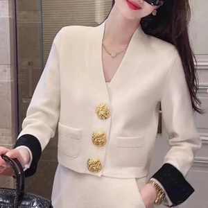 Cardigan Lavorato a <span class=keywords><strong>Maglia</strong></span> da <span class=keywords><strong>Donna</strong></span> con Scollo a V, Design di Lusso Invernale in Bianco e Nero a Contrasto, Vendita all'Ingrosso - Product Image 2