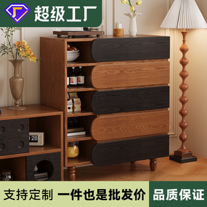 Cómoda de Madera Maciza de Estilo Retro Francés con Cinco Cajones, Mueble de Almacenamiento para Sala de Estar o Dormitorio, Aparador de Estilo Vintage, Mueble de Madera de Fresno - Product Image 5