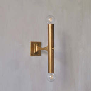 Applique Murale Vintage Industrielle pour Hôtel, Décoration de Coiffeuse, en Laiton Massif Antique, <span class=keywords><strong>Double</strong></span> Tête Cylindrique, LED 2 Lumières, Lampe Murale Vesper - Product Image 3