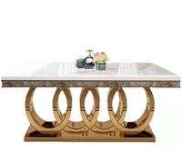Table à manger rectangulaire de luxe en marbre au design moderne, ensemble minimaliste de table et de chaises pour 6 personnes, pour hôtel et maison