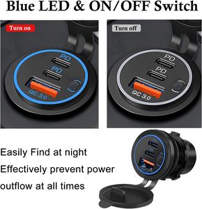 12V 78W doppio tipo C <span class=keywords><strong>USB</strong></span> + 18W QC3.0 <span class=keywords><strong>USB</strong></span> caricatore adattatore <span class=keywords><strong>per</strong></span> <span class=keywords><strong>auto</strong></span> barca Marine Bus camion - Product Image 4