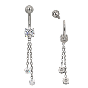 GZN <span class=keywords><strong>Anello</strong></span> da <span class=keywords><strong>Ombelico</strong></span> Estivo alla Moda in Titanio con Zirconi Cubici Pendenti, Combinazione di Anelli da <span class=keywords><strong>Ombelico</strong></span> all'Ingrosso - Product Image 4
