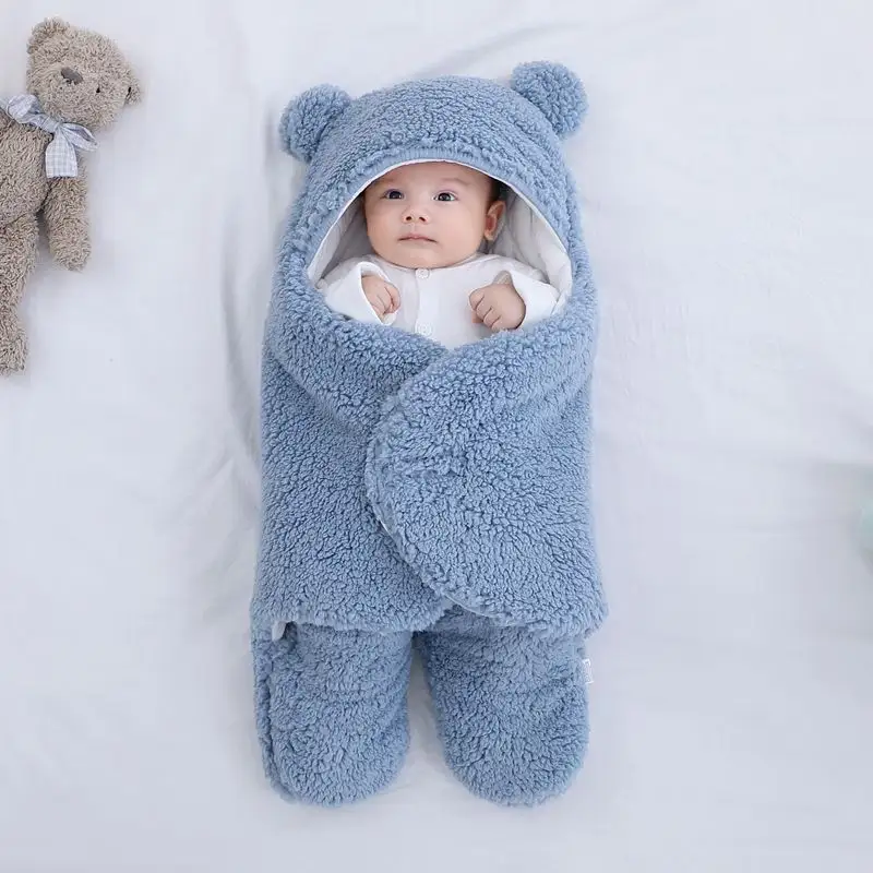 Sac de couchage extra doux mignon automne hiver confortable pour bébé sac somnolent chaud et épais à double couche pour bébé nouveau-né à jambes fendues