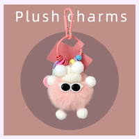 Lindo Monstruo Verde Esponjoso con Gafas de Sol y Gorro de Punto, Llavero de Peluche Kawaii, Colgante para Bolso, Alivio del Estrés, Regalo para Niñas, Wisteria