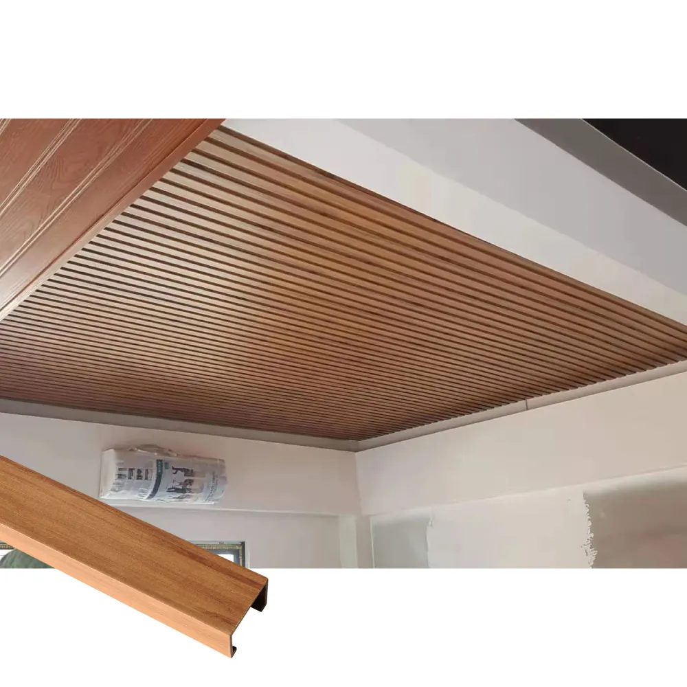 Водонепроницаемый Wpc потолочная декоративная деревянная подвесная ПВХ панель потолочная плитка для офиса