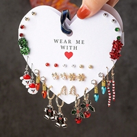 14 paires de boucles d'oreilles à la mode style cloche à paillettes rouges pour femmes forme florale flocon de neige tasse balancent coloré et à la mode