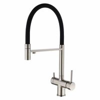 Robinet de cuisine classique moderne YUFA 304 en acier inoxydable, finition noire, avec poignée unique en céramique, à poser sur comptoir, monotrou, eau chaude/froide