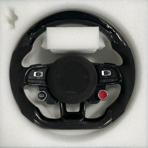 พวงมาลัยแอลอีดีคาร์บอนไฟเบอร์พร้อมแป้นเปลี่ยนเกียร์สำหรับ VW Golf GTI 7 7.5 7,5 Mk7 <span class=keywords><strong>7R</strong></span> R Mk7r <span class=keywords><strong>Audi</strong></span> A3 8V Jetta Tiguan อุปกรณ์เสริม - Product Image 1