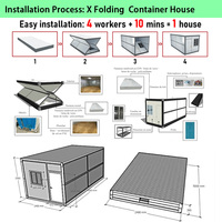 Maison conteneur préfabriquée pliable en acier, mobile et polyvalente, pour chambre d'hôtel, salon, atelier, école, maison