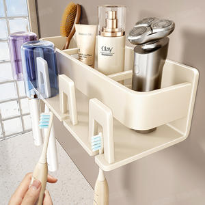 Support mural pour brosses à dents, support de rangement rectangulaire durable sans perçage pour utilisation à la maison sur l'évier - Product Image 3