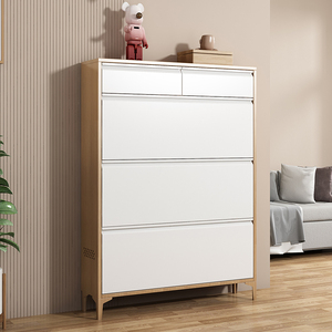 Gabinete <span class=keywords><strong>de</strong></span> almacenamiento <span class=keywords><strong>de</strong></span> zapatos delgado <span class=keywords><strong>de</strong></span> estilo moderno, acero y madera con reposapiés, estante <span class=keywords><strong>de</strong></span> zapatos <span class=keywords><strong>de</strong></span> entrada, organizador <span class=keywords><strong>de</strong></span> Material <span class=keywords><strong>de</strong></span> hierro - Product Image 2