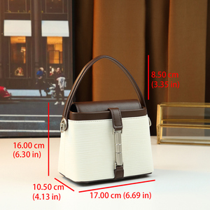 Sac à main rétro français bicolore au toucher doux avec fermoir unique, petit sac carré polyvalent - Product Image 2