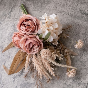 Bouquet de roses artificielles Rainy Jiangnan en tissu tissé plastique pour décoration intérieure et accessoires de mariage CF01419A - Product Image 3