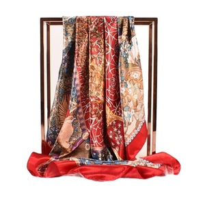 Eur-American Pop New 90*90 sciarpa quadrata in seta con stampa floreale quadrata per donne Hijab spiaggia scialle altre sciarpe - Product Image 1