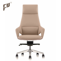 Fauteuil de direction moderne FURICCO, nouveau design, dossier haut, pivotant, ergonomique, en cuir véritable, structure en aluminium, garantie 3 ans, pour la maison et le bureau