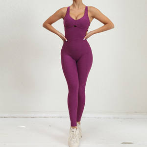 Combinaison de yoga sans dos personnalisée avec effet froncé aux fesses pour femmes, vêtements de sport et de fitness, justaucorps d'entraînement pour femmes - Product Image 3