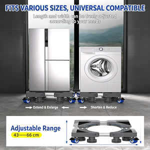 <b>Rolling</b> Appliance Base Swivel Casters Heavy Duty Steel Front Load Ready Smooth Move Portable Washer Stand With Wheels Pro <b>Kit</b> - Product Image 2