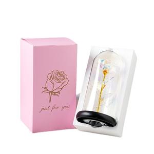 Paralume in vetro immortale rosa san valentino regalo per la festa della mamma 24K simulazione decorazione floreale ornamento fornitura diretta in fabbrica - Product Image 4
