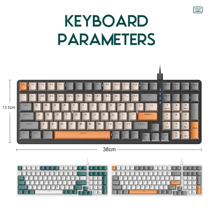 FREE WOLF K3 Mechanical Keyboard - 100key Gaming Keyboard