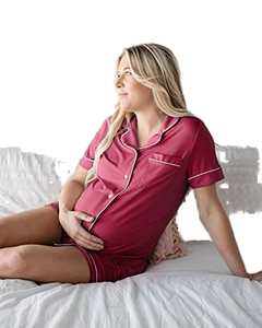 Schwangere Frau Pyjamas Baumwolle Mütterliche Modal PJS Mutterschaft Nachtwäsche Augen maske Match Bambus Viskose Pyjamas für Frauen <span class=keywords><strong>Set</strong></span> - Product Image 4