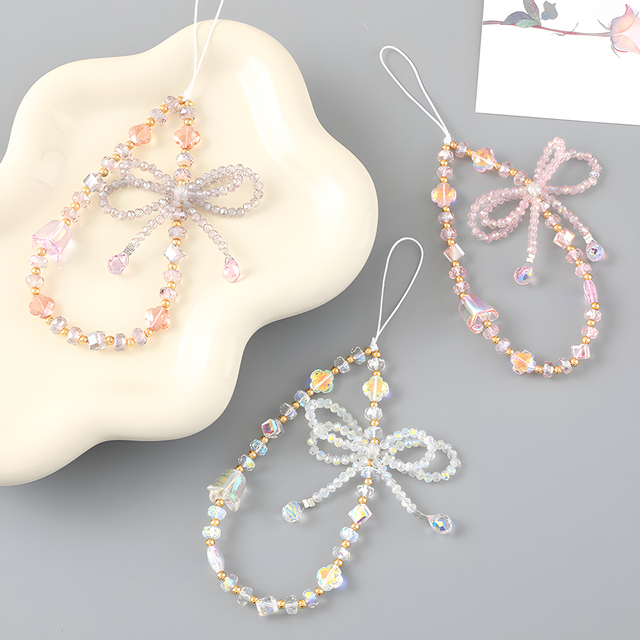 High Quality Exquisite Beaded Bow-Shaped Customizable Phone Strap Wristlet Easy Install for DIY Jewelry Making Crafts