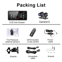 6.25 pouces grand écran AHD caméras étanches moto conduite enregistreur sans fil Android Auto moto Carplay avec GPS TPMS