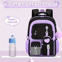 Sac à dos scolaire HAIBOWY OEM grande capacité, multi-poches, léger, imperméable, pour enfants, avec pompon