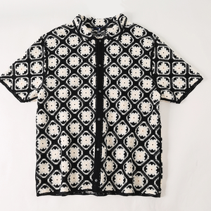 Verano de gran tamaño ahueca hacia fuera Jacquard Polo Knitwear Crochet Casual hombres de manga corta <span class=keywords><strong>Cardigan</strong></span> - Product Image 2