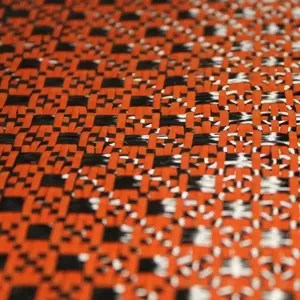 Carbon Black Orange Aramid Carbon Fiber Hybrid Cloth Jacquard Fabric