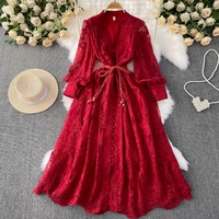 Robe Femme Dentelle Amincissante Broderie Rétro Nouvelle Mode Automne 2026 en Gros pour Boutiques