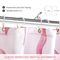 Rideau de douche festonné en tissu polyester imperméable rose à imprimé nœud, mignon et écologique, avec 12 crochets