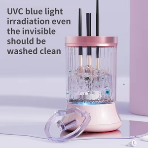 <span class=keywords><strong>Limpiador</strong></span> de <span class=keywords><strong>brochas</strong></span> de maquillaje eléctrico de 7000 rpm/min con limpieza automática de esponja y secador Rosa AS + PC + Material TPE - Product Image 3