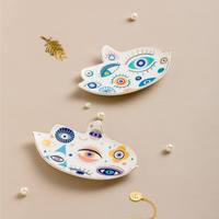 Luxe unique mauvais yeux porte-anneau bibelot bijoux en céramique plats plateau plaque anneau plat