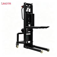 Chariot élévateur électrique portable en promotion, capacité de charge 300 kg, hauteur de levage 1,6 m, mât bi-étages, batterie au plomb-acide
