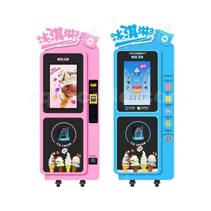Máquina de venda automática funciona a moedas, máquina de venda de sorvetes sem controle de moedas 24 horas com exibição