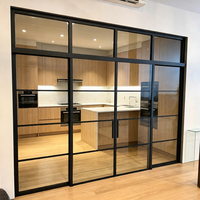 Cloison de séparation intérieure HDSAFE en alliage d'aluminium avec cadre fin, verre coulissant à fermeture douce, 8 mm, rainuré, insonorisant, pour cuisine et bureau