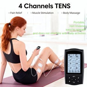 Unit TENS EMS 4 Saluran FM-B2407 untuk Meredakan Nyeri Punggung Bawah dan <span class=keywords><strong>Sciatica</strong></span>, 24 Mode Pijat, Timer, Peralatan Terapi Fisik Kelas II - Product Image 4